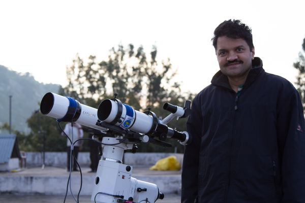 Sankar with telescope